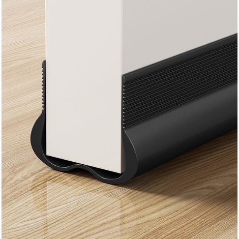 Joint d’étanchéité souple PVC noir bas de porte 93 cm, isolation thermique et phonique, anti‑poussière anti‑insectes ajustable, livré avec 8 rubans adhésifs double face pour pose rapide (1/5)