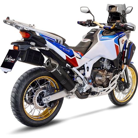 Terminale di scarico per marmitte slip-on LV One Evo Black compatibile Honda CRF1100L Africa Twin dal 2020, design sportivo, finitura nera, montaggio plug and play (1/4)