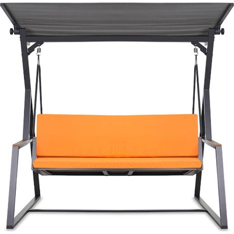 Coussin pour balançoire de jardin Orange 100x60x50 cm avec housse amovible, coussin pour balancelle 2 places (1/5)