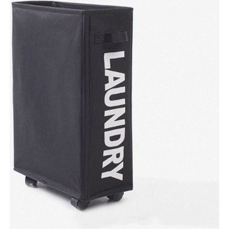 Panier à linge pliant de 42 litres - noir avec 4 roues, collecteur de linge, bac à linge rectangulaire pour le stockage des vêtements à la maison (1/5)