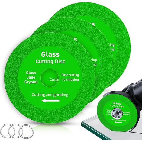 Lot de 3 disques de coupe pour verre, disques de meulage pour dalles de roche 100 x 22,23 mm, disques diamantés professionnels pour carreaux de verre, porcelaine, céramique, cristal de jade, lame de
M