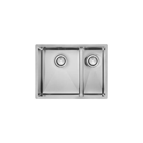 Lavello ZEFFIRO F3" 2 vasche sinistre ACCIAIO INOX, incasso SLIM - SOTTOTOP - FILOTOP 58,5X44 prof. 19 (1/5)