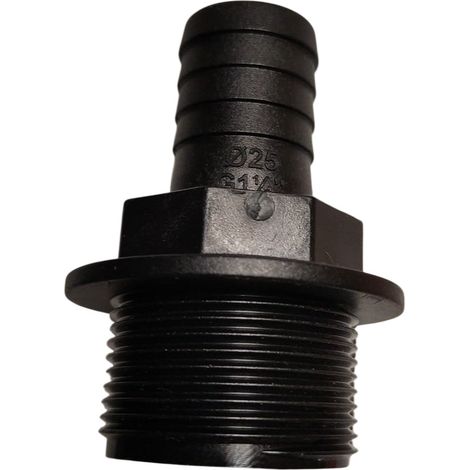 KIT 2 RACOR PORTAMANGUERA RECTO ROSCA MACHO 1-1/4 Pulgadas Ø 25