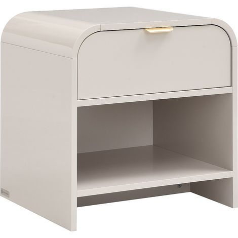 Comodino 1 cassetto e 1 nicchia MDF Beige e dorato - ORALINO