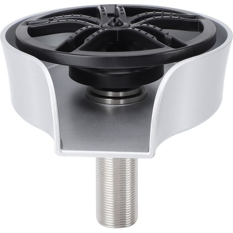Lave-tasses rotatif automatique avec tuyau et raccord en T, filetage mâle G1/2, rince-verres extractible pour évier de cuisine, cuisine, salon de thé, karaoké, cuve en ABS argenté, tuyau US 9/16 (1/5)