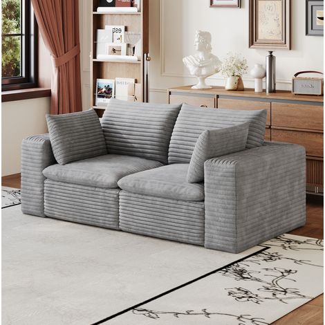Divano modulare 180 cm grigio in tessuto, imbottitura in schiuma integrale, senza montaggio (1/5)
