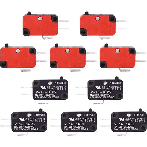 10pcs Microwave Oven Door Arcade Cherry Button 125V/250V 16A SPDT 1 NO 1 Micro Limit Switch V-15-1C25 NC (1/5)