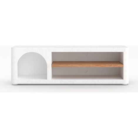 Mueble de TV Fira en yeso blanco roto de 140 cm