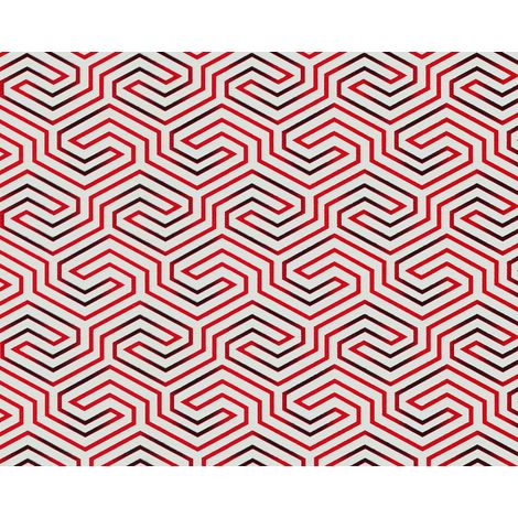 Papel pintado gráfico EDEM 84114BR90 papel pintado no tejido ligeramente texturado con ornamentos brillante blanco rojo-frambuesa negro 10,65 m2