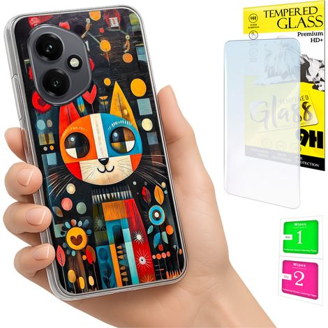 Custodia per Honor X7d / 400 Smart Photo Case Back Cat + vetro 9H (1/5)