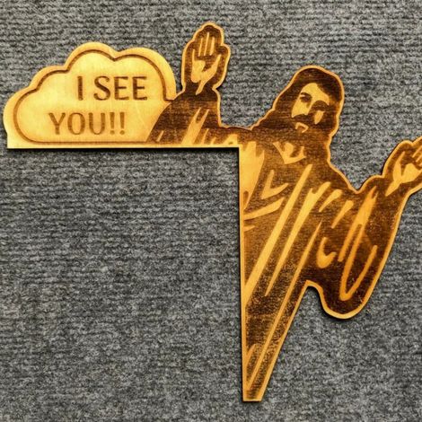 Lot de 2 panneaux décoratifs d'angle de porte « Jésus, je te vois » en bois, pour les portes gauche et droite. (1/5)
