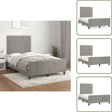 The Living Store Bettgestell ohne Matratze Hellgrau 120x190 cm Samt - Samtbett - Doppelbett - Boxspringbetten - Hochbett - Kinderbett