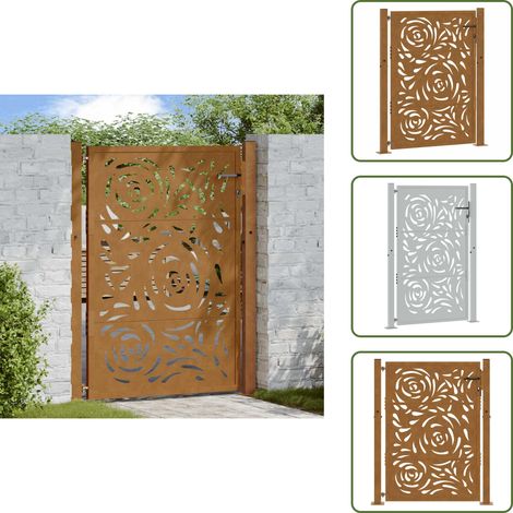 vidaXL Gartentor 105x155 cm Wetterfester Stahl Flammen-Design (1/5)