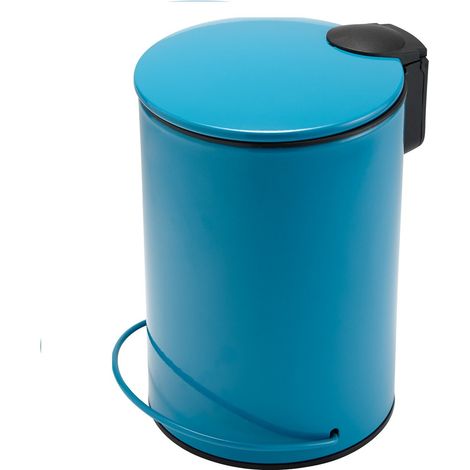 Poubelle salle de bain à pédale 3L en métal bleu (1/3)