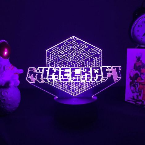 Lampe Veilleuse LED 3D Jeu Minecraft Design Créatif Lumière Décorative Chambre Enfant Cadeau Original (1/4)