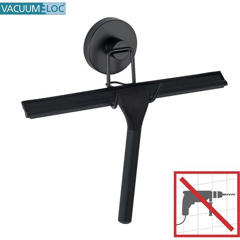 WENKO Vacuum-Loc® Raschietto per doccia, Pulitore per bagno, Installazione senza foratura, Nero, Acciaio nero, Acciaio inossidabile resistente alla ruggine (1/5)