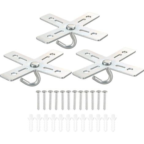 3 Ensemble Plafond Crochet Trousse pour Accrochage Luminaire Lustre Croix Désign Métal Plaque Support Cintre Support Plafond Ventilateur Luminaire (1/5)