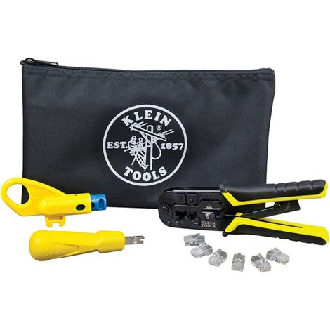 Klein Tools Set d'installation réseau RJ45 Cat5e Cat6 Pince à sertir et à poinçonner (1/5)