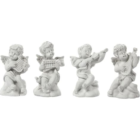 Figurines de chérubins, sculptures d'anges pour décoration intérieure - Ornement d'anges en résine (lot de 4), décoration d'anges Éros, anges musiciens, cadeaux apaisants (1/5)