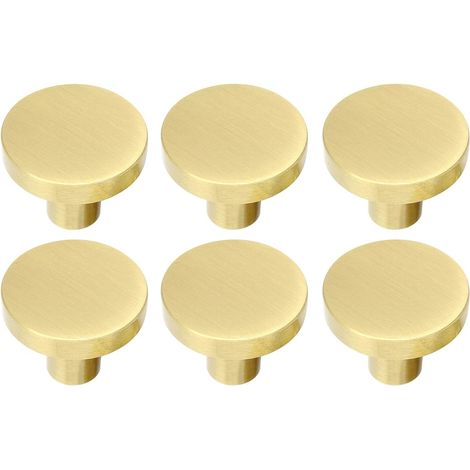 Pomelli rotondi in ottone massiccio per mobili, maniglie rotonde in ottone per ante di armadi, ante di guardaroba e cassetti di toelette (20 mm25 mm) (6 pezzi) (1/4)