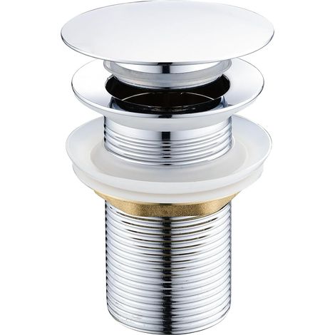 Bonde de Lavabo Pop Up, Bonde Lavabo Sans Trop Plein, Salle de Bain pour Vasque Salle de Bain avec Un Trou de 1/4", Argent (1/5)