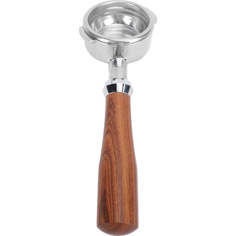 Portafiltre sans fond pour machine NOWWA Type E 58mm acier inoxydable et bois d'acajou rouge (1/5)