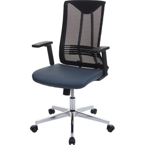 Bürostuhl HHG-083, Drehstuhl Schreibtischstuhl, ergonomisch Kunstleder blau-grau