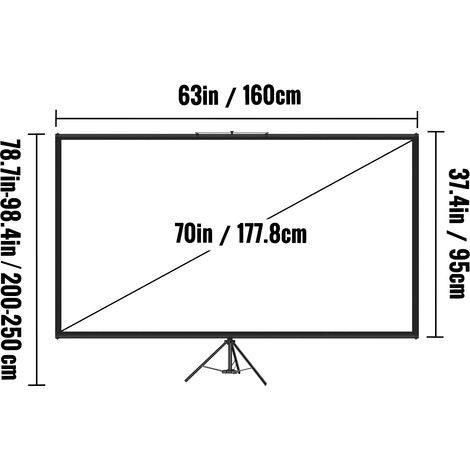 HOMCOM Telo Proiettore Da 80 Pollici 4K HD – Schermo 16:9 Con Altezza Regolabile, Angolo 160° Per Casa, Ufficio E Cinema Esterno
