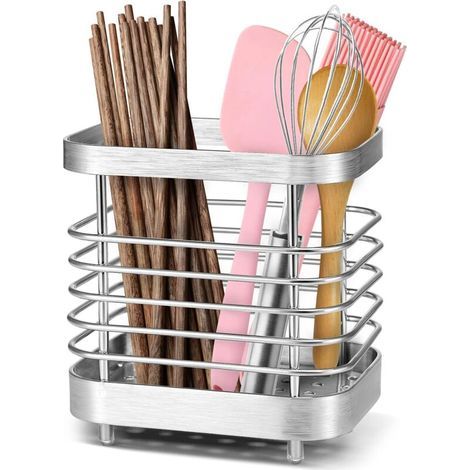 Égouttoir à couverts en acier inoxydable, égouttoir à couverts antirouille, support pour ustensiles de cuisine - 2 pièces (1/5)