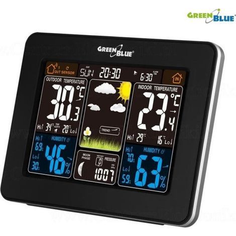 Drahtlose Wetterstation mit LCD-Bildschirm, Außensensor, DCF-Uhr und sichtbaren Mondphasen. (1/5)