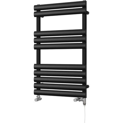 Omeara - Black Dual Fuel Towel Rail H825mm x W500mm Standard (1/3)