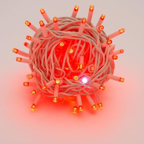 ETTROIT 300 LED-Lichterkette, 30 m, rotes Licht, weißes Kabel, IP65, ausziehbar, Blitzeffekt, Weihnachtsgirlande, Geschäfte, Weihnachtsbalkon