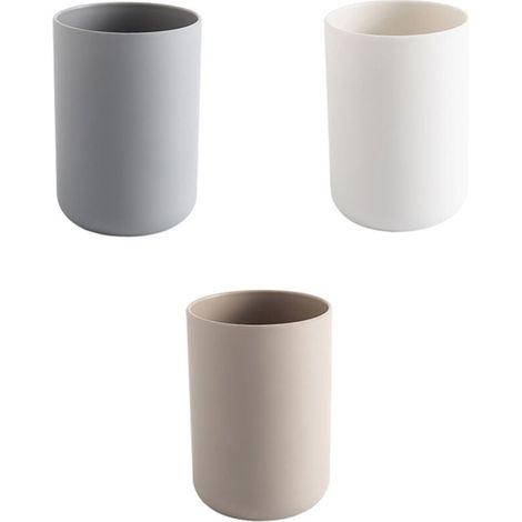 Badezimmer-Zahnputzbecher, Zahnbürstenhalter, 3er-Set, lebensmittelechter Kunststoff, absolut einlösbar (weiß, grau, braun)