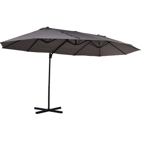 Parasol double inclinable avec manivelle gris 270x445x260 cm