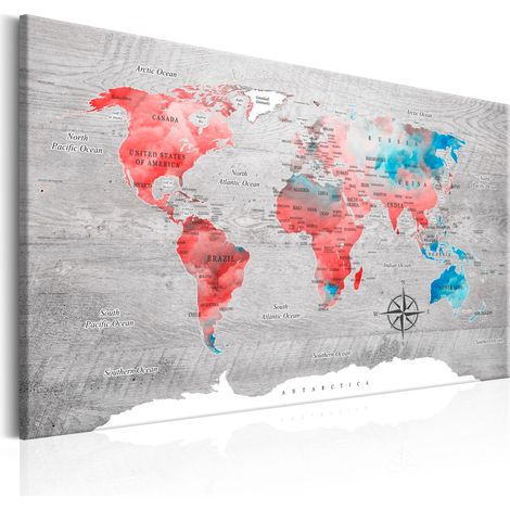 Quadro - World Map: Red Roam - 90x60 (1/4)