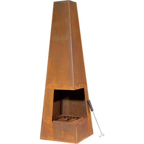 Dellonda DG106 Chiminea, Wood Burner, Heater for Outdoors W45cm x H150cm, Corten Steel