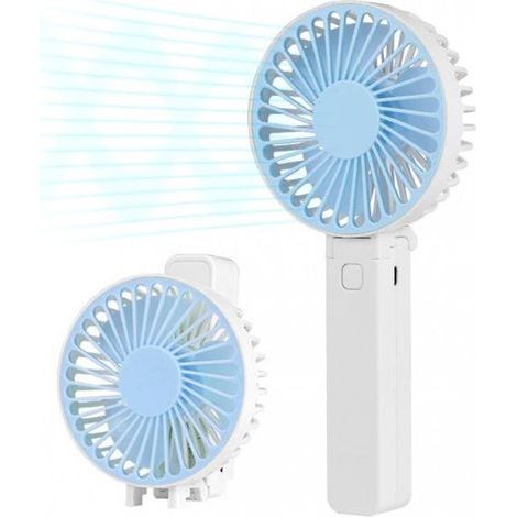 Ventilateur portable NG - mini ventilateur rechargeable avec 3 modes de ventilation, port USB intégré, couleur bleue (1/5)