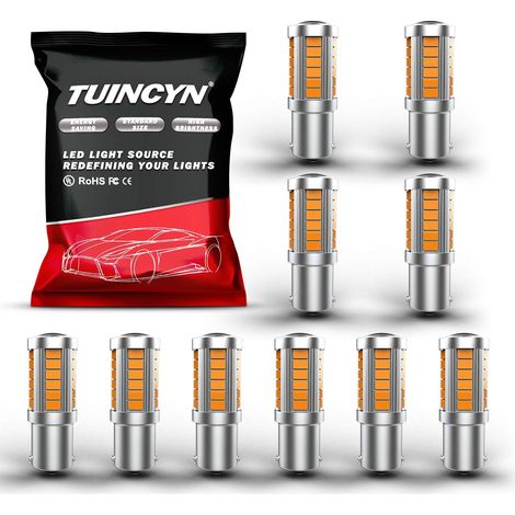 1156 Ampoule LED Clignotant Ambre Ampoule 5630 33SMD 1141 1073 7506 Feu clignotant clignotant Frein Ampoules feux de position latérale DC 12V (paquet de 10)