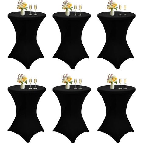 Stehtisch Hussen 6er-Set Schwarz 80x110cm Spandex Stretch Tischdecke für Events
