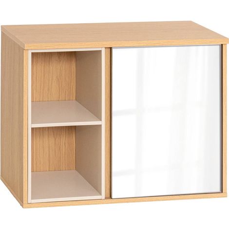 Colonna in mdf a 1 anta con specchio e ripiano interno + 2 nicchie - rivoli - Tendance