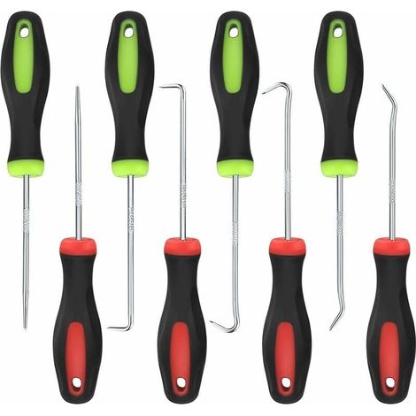 Juego de 8 destornilladores y ganzúas de precisión para mecánica, con ganchos de largo alcance, ganzúas y ganchos de precisión y herramienta para extraer juntas tóricas. (1/4)