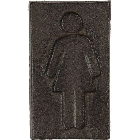 Plaque de porte WC signalétique femmes en métal marron 6x11cm (1/3)