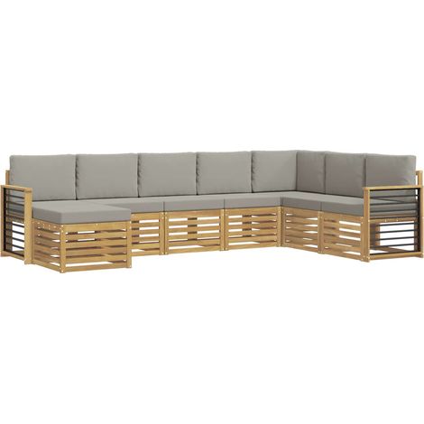 vidaXL Ensemble de canapés d'extérieur 8 pc Blanc et gris clair