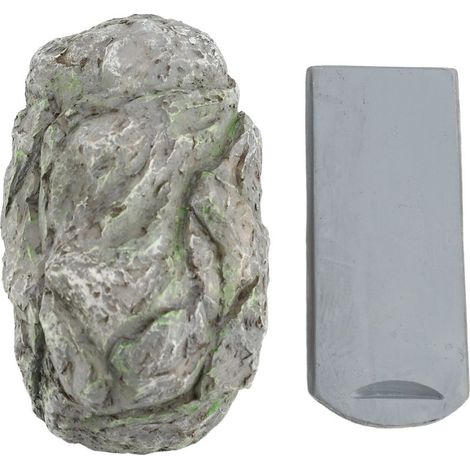 Boîte à Clés Fausse Pierre Résine Grise Étanche pour Extérieur, Cache Clé de Secours Décoratif et Sécurisé pour Jardin (1/4)
