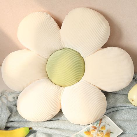 Coussin en forme de fleur - coussin d'assise - coussins décoratifs - coussin décoratif - coussin d'assise - 50 cm - blanc et vert (1/5)