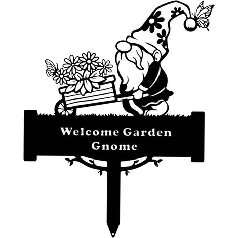 Poteau métallique avec panneau de bienvenue pour la décoration de jardin, pelouse, allée, entrée de garage
