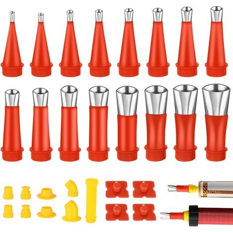 Edelstahl-Düsenapplikator, 29-teiliges universelles integriertes Gummidüsen-Werkzeugset, Kartuschenpistolen-Düsen-Werkzeug für Küche und Bad (1/5)