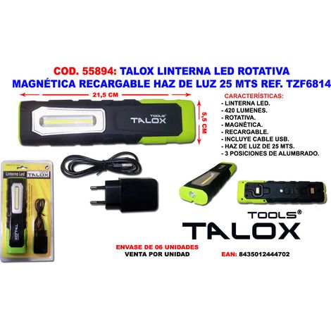 talox linterna led rotativa-magnetica-recargable 25 m tzf6814