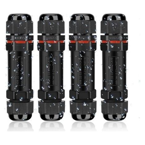 Raccord Électrique Étanches IP68, Connecteur de Câble Électrique Boîte de Derivation Étanche Éxterieur 3 Fils, Domino Etanche Boîte de Jonction pour Câble Ø 4 à 12 mm (4 Pcs) (1/5)
