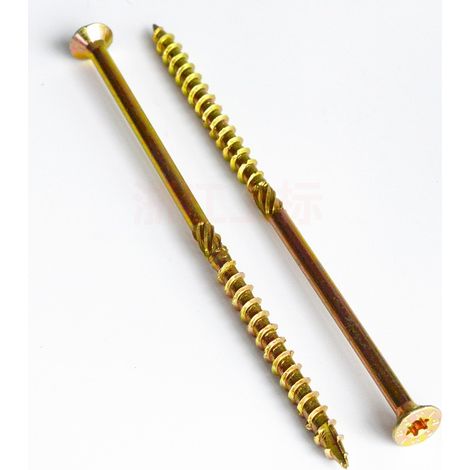 Vis à bois à tête fraisée à empreinte pour structures en bois (6x140 mm / 100 pièces) - Vis pour terrasse bois - Vis à panneaux d'aggloméré - Jaune